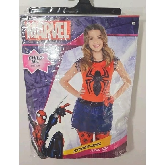 New Marvel Spider Girl Tunic Dress Avengers Man Halloween Costume Child M/L - Picture 3 of 8